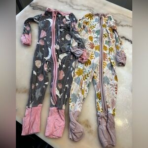 Little Sleepies Kids One Piece Footies - Gray and Cream